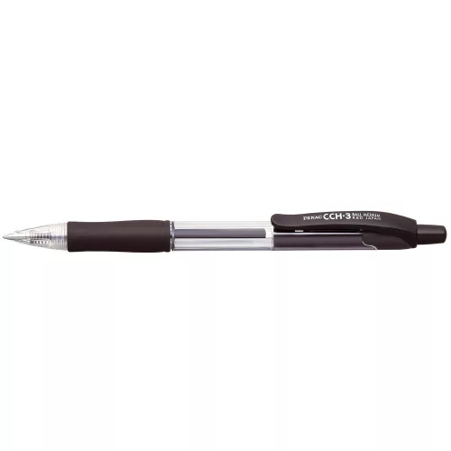 Golyóstoll 0,7mm, fekete átlátszó test Penac CCH-3, írásszín fekete