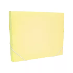   Gumis mappa A4, PP textil textúrájú gerincvastagított 30mm, Optima pasztell sárga