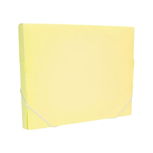 Gumis mappa A4, PP textil textúrájú gerincvastagított 30mm, Optima pasztell sárga