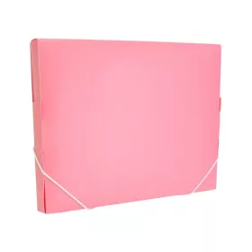  Gumis mappa A4, PP textil textúrájú gerincvastagított 30mm, Optima pasztell rózsaszín