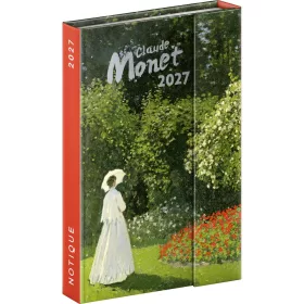   Határidőnapló mágnessel záródó, heti, fehér lapokkal Claude Monet 110x160mm, Presco