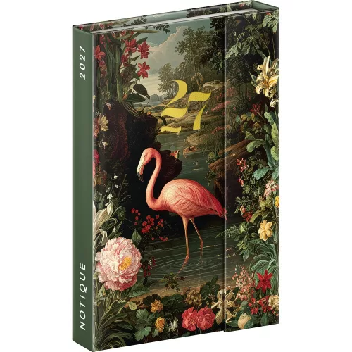 Határidőnapló mágnessel záródó, heti, fehér lapokkal Flamingo 110x160mm, Presco