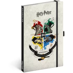   Keménytáblás notesz krémszínű lapokkal, vonalas, leszorító gumiszalaggal Harry Potter 130x210mm, Presco