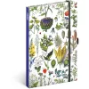 Keménytáblás notesz krémszínű lapokkal, pontozott, leszorító gumiszalaggal Herbs 130x210mm, Presco