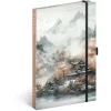 Keménytáblás notesz krémszínű lapokkal, vonalas, leszorító gumiszalaggal Japan 130x210mm, Presco