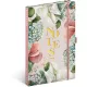 Keménytáblás notesz krémszínű lapokkal, vonalas, leszorító gumiszalaggal Lilium 130x210mm, Presco