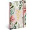 Keménytáblás notesz krémszínű lapokkal, vonalas, leszorító gumiszalaggal Lilium 130x210mm, Presco