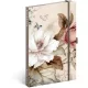 Keménytáblás notesz krémszínű lapokkal, vonalas, leszorító gumiszalaggal Powder Flower 130x210mm, Presco