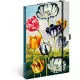 Keménytáblás notesz krémszínű lapokkal, vonalas, leszorító gumiszalaggal Tulips 130x210mm, Presco