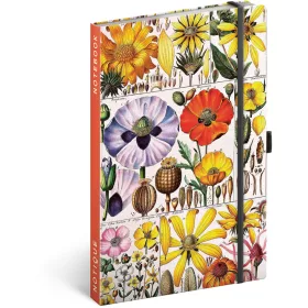   Keménytáblás notesz krémszínű lapokkal, pontozott, leszorító gumiszalaggal Herbal 130x210mm, Presco