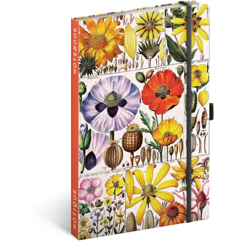 Keménytáblás notesz krémszínű lapokkal, pontozott, leszorító gumiszalaggal Herbal 130x210mm, Presco