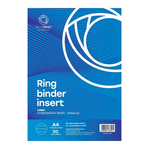 Gyűrűskönyv betét A4, 50lap Bluering&reg; vonalas