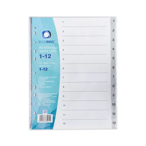 Regiszter műanyag 1-12 Bluering&reg; szürke