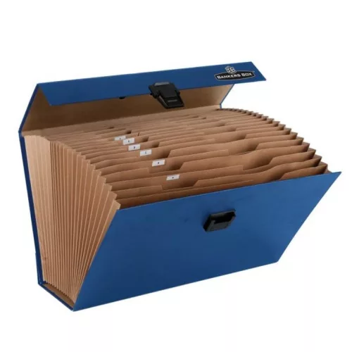 Irattartó -. harmonikatáska, karton, 250 x 362 x 124 mm.,19 rekeszes, Fellowes&reg; Bankers Box Handifile, kék