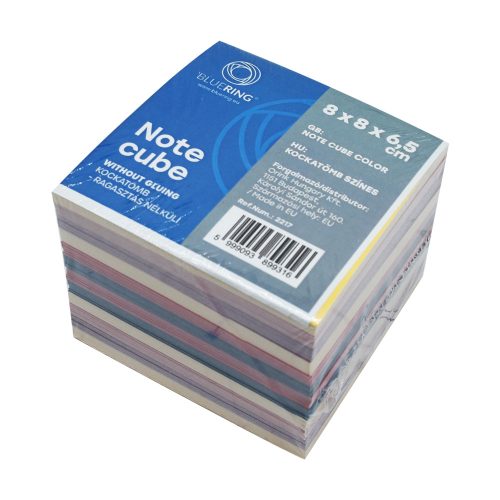 Kockatömb 8x8x6,5cm, ragasztás nélküli Bluering&reg; színes