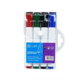   Táblamarker készlet, 3mm, mágneses, törlővel multifunkciós kerek Bluering&reg;, 4 klf. szín
