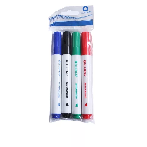 Flipchart marker készlet, rostirón vizes vágott végű 1-4mm, Bluering&reg;, 4 klf. szín
