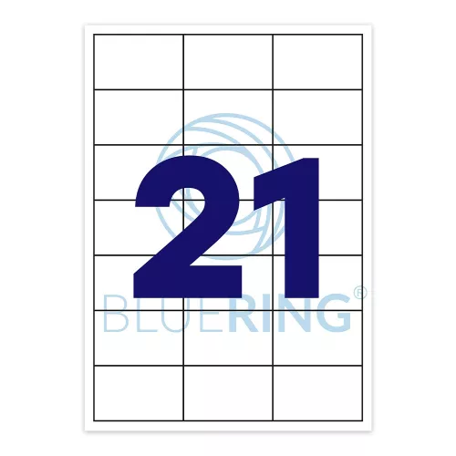 Etikett címke, 70x42,3mm, 100 lap, 21 címke/lap Bluering&reg;