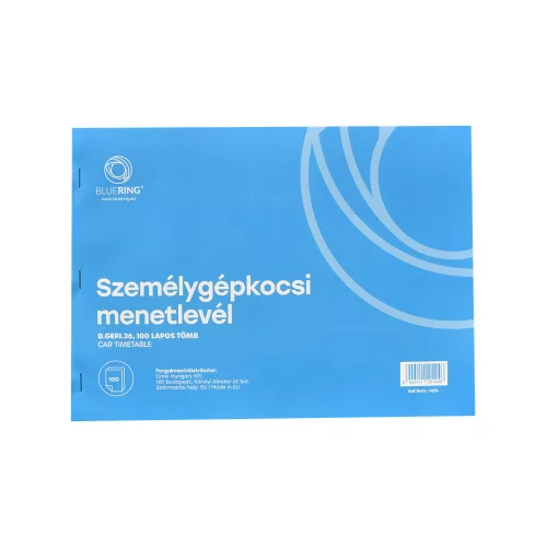 Személygépkocsi menetlevél 100lap,os A4, fekvő személygépkocsi D.GEPJ.36 Bluering&reg;