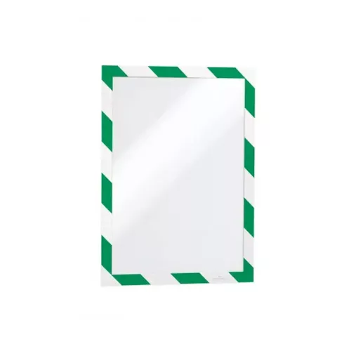 Infókeret A4, öntapadó mágneses záródás 2 db/csomag, Durable Duraframe&reg; Security, zöld/fehér