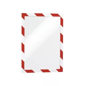   Infókeret A4, öntapadó mágneses záródás 2 db/csomag, Durable Duraframe&reg; Security, piros/fehér