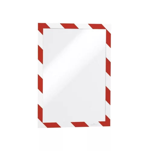 Infókeret A4, öntapadó mágneses záródás 2 db/csomag, Durable Duraframe&reg; Security, piros/fehér