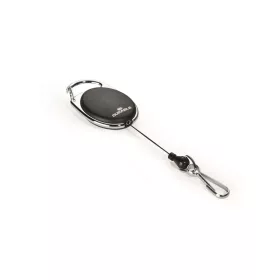   Névjegykártyatartó kihúzható karabineres, Durable with Snap Hook fekete