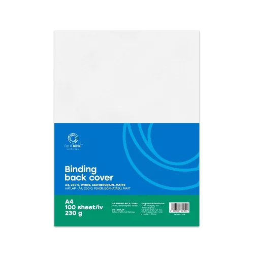 Hátlap, A4, 230 g. bőrhatású 100 db/csomag, Bluering&reg; fehér