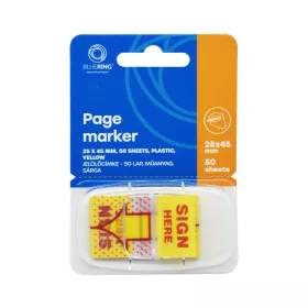   Jelölőcímke 25x45mm, 50lap, műanyag Bluering&reg; aláírás ikon sárga