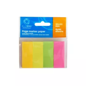   Jelölőcímke 20x50mm, 4x40lap, papír, vegyes neon színek Bluering&reg;