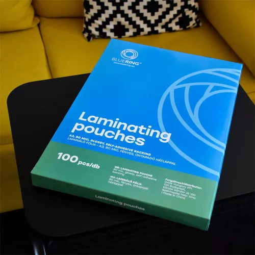 Lamináló fólia A3, 80 micron öntapadó hátlappal 100 db/doboz, Bluering&reg;,