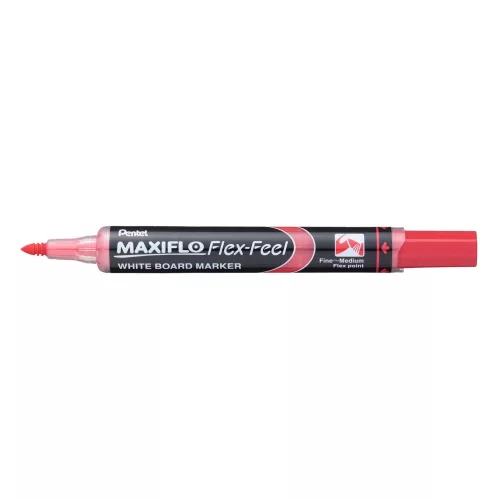 Táblamarker 1-5mm, hajlékony hegyű Pentel Maxiflo Flex Feel piros