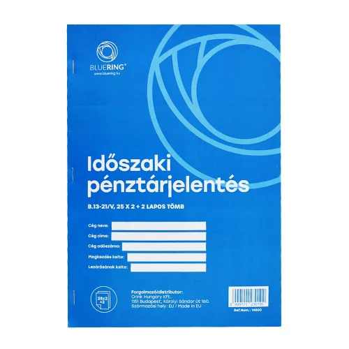 Időszaki pénztárjelentés A/4 álló 25x2+2lapos b.13-21/VX Bluering&reg;