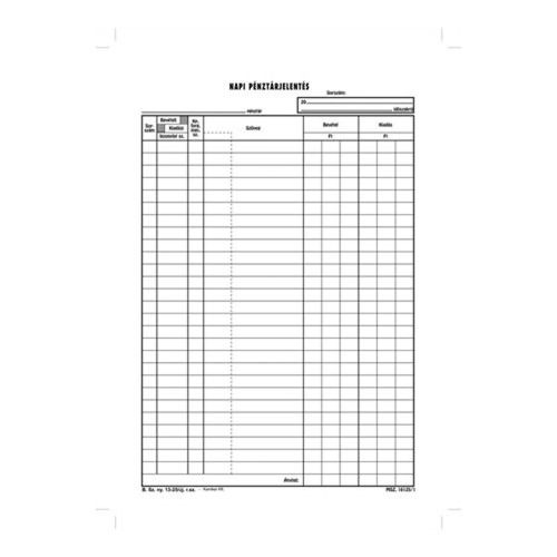 Napi pénztárjelentés A4, 25x2+2 lapos tömb B.13-25/VX