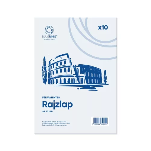 Rajzlap A4, félfamentes fóliázva Bluering&reg; 10 ív/csomag,